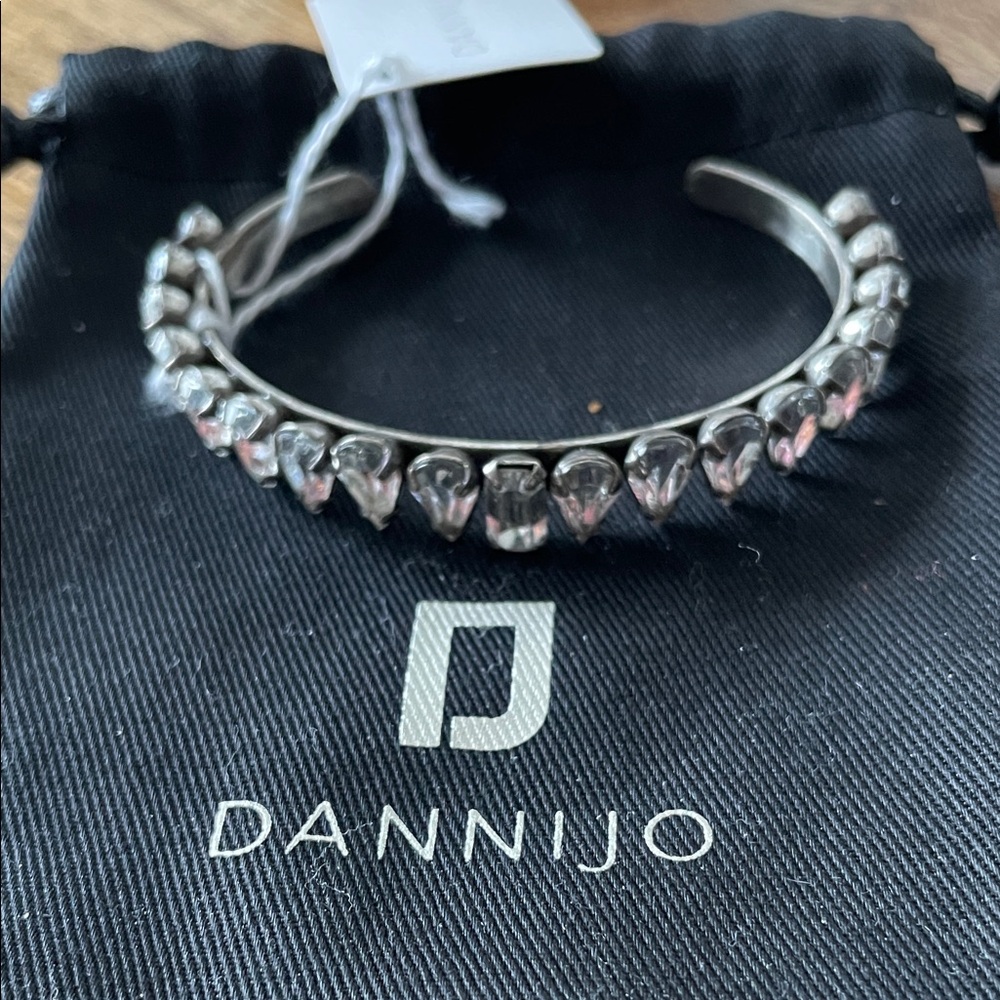 Dannijo Lynette Swarovski Crystal Silver Tone‎ Cuff Bracelet